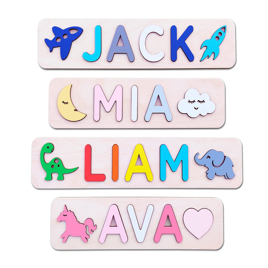 Personalized Wood Name Puzzle Montessori Toys Nursery Decor Customized Puzzle Educational Toys Sensory Toys 1st birthday Girl Gifts Custom Name - WoodArtSupply