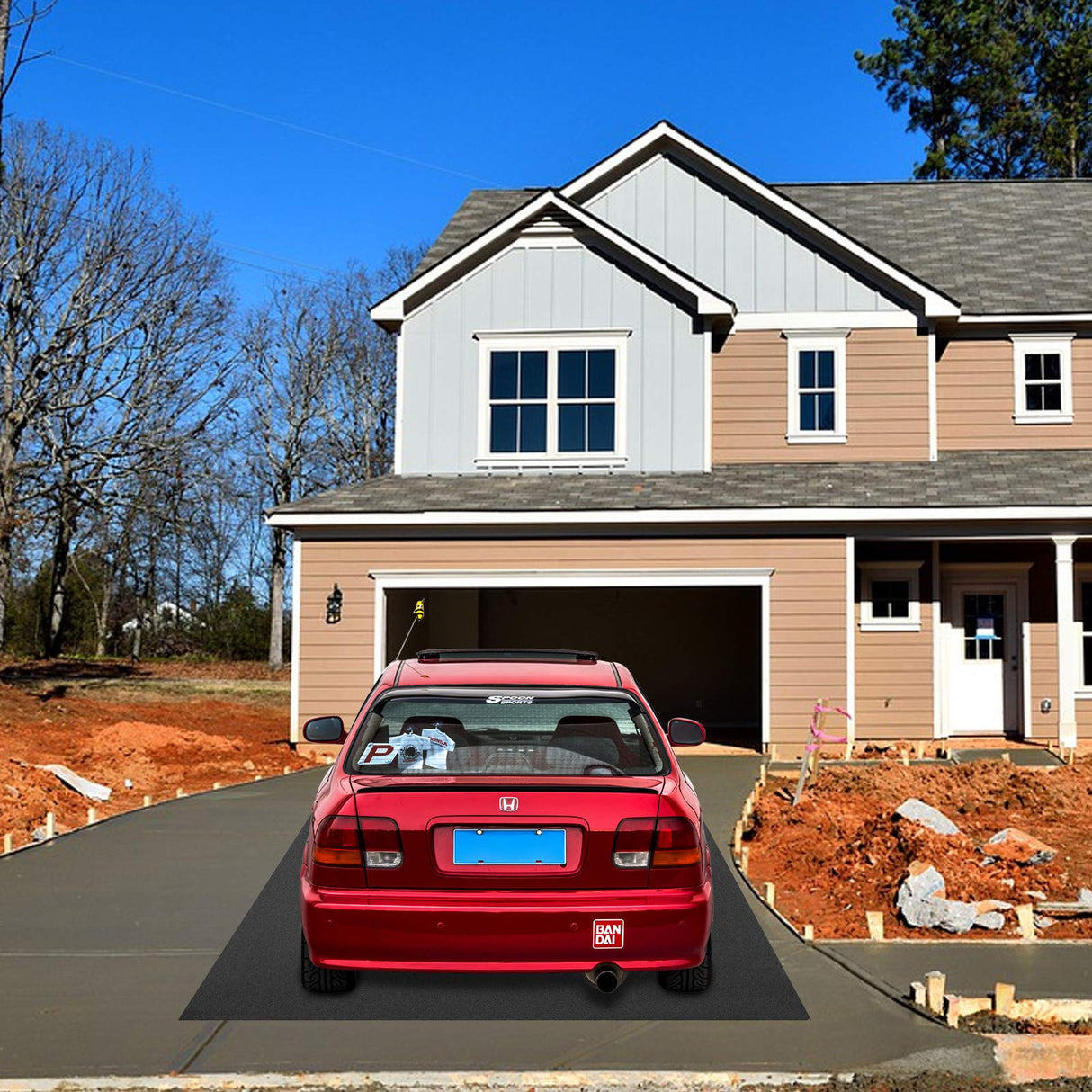 Happybuy 2 Rolls Garage Floor Mats, 17 x 3.6 Ft Garage Mat, 2.5mm Thickness Black Diamond Plate Flooring Mats, Water/Stain Resistant PVC Garage Mats Happybuy