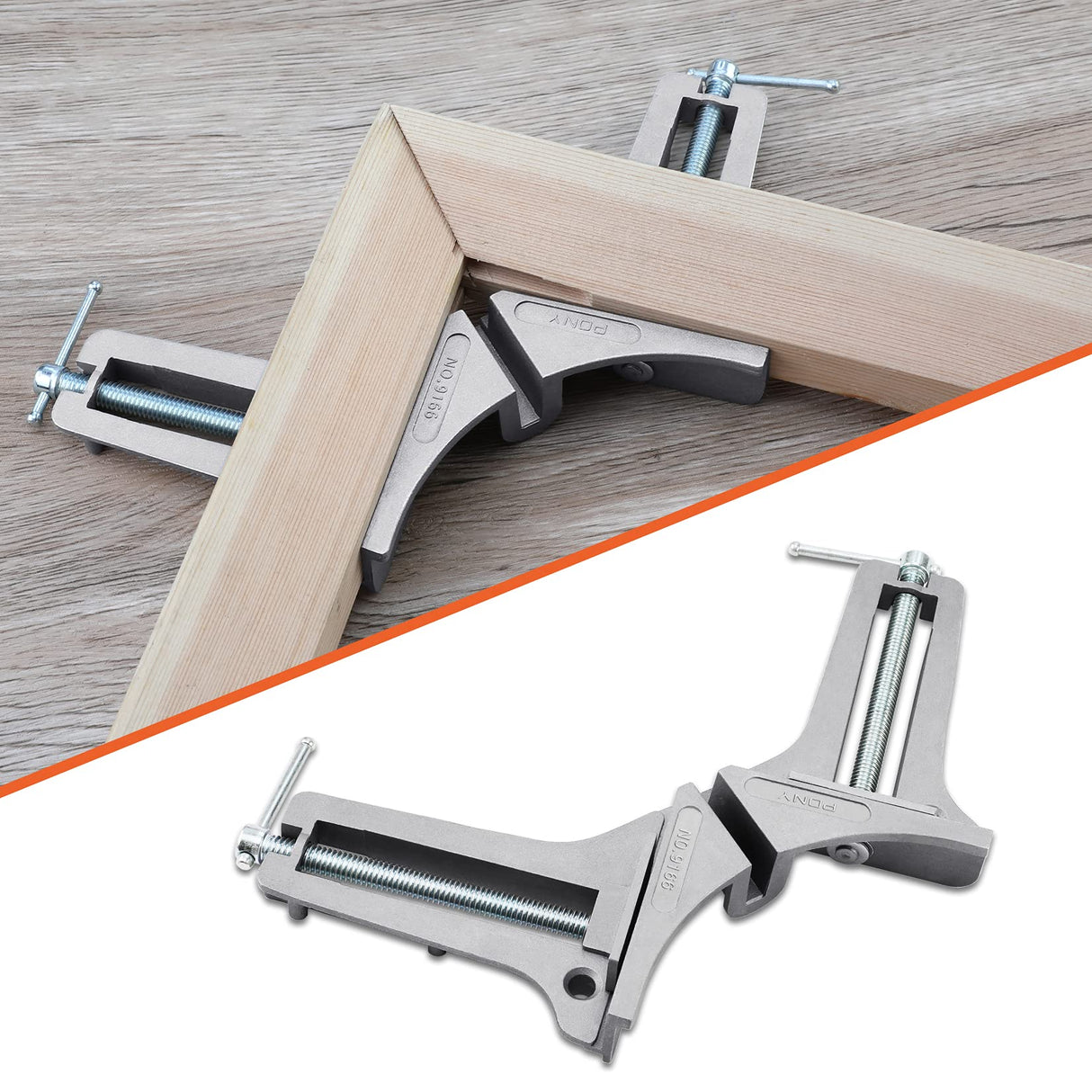 PONY 2-Piece 90 Degree Corner Clamp Set, Featured with 3’’ Maximum Opening, 200 lbs Clamping Force & 1/2’’ Clamping Height, Aluminum Alloy Body, PONY