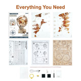 Illuminate Your Space with ROKR 3D Wooden Puzzle Globe Kit - 11.5 Inch Antique-Style with LED, Perfect Hobby Gift for Adults and Teens ROKR