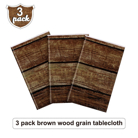 Brown Wood Grain Tablecloths Rustic Plastic Table Covers for Rectangle Table, Vintage Farmhouse Style Table Cloth Decorations for Western Barn Themed Irenare