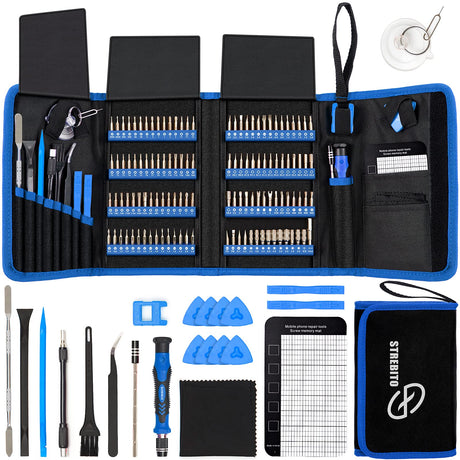 STREBITO Electronics Precision Screwdriver Sets 142-Piece with 120 Bits Magnetic Repair Tool Kit for iPhone, MacBook, Computer, Laptop, PC, Tablet, STREBITO
