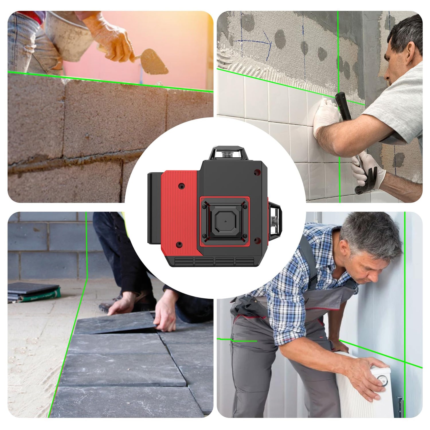 12 Lines Laser Level 3x360° Self Leveling Green Laser Level,3D Green Cross Line for Construction and Picture Hanging,Laser measurement calibration Ereoin