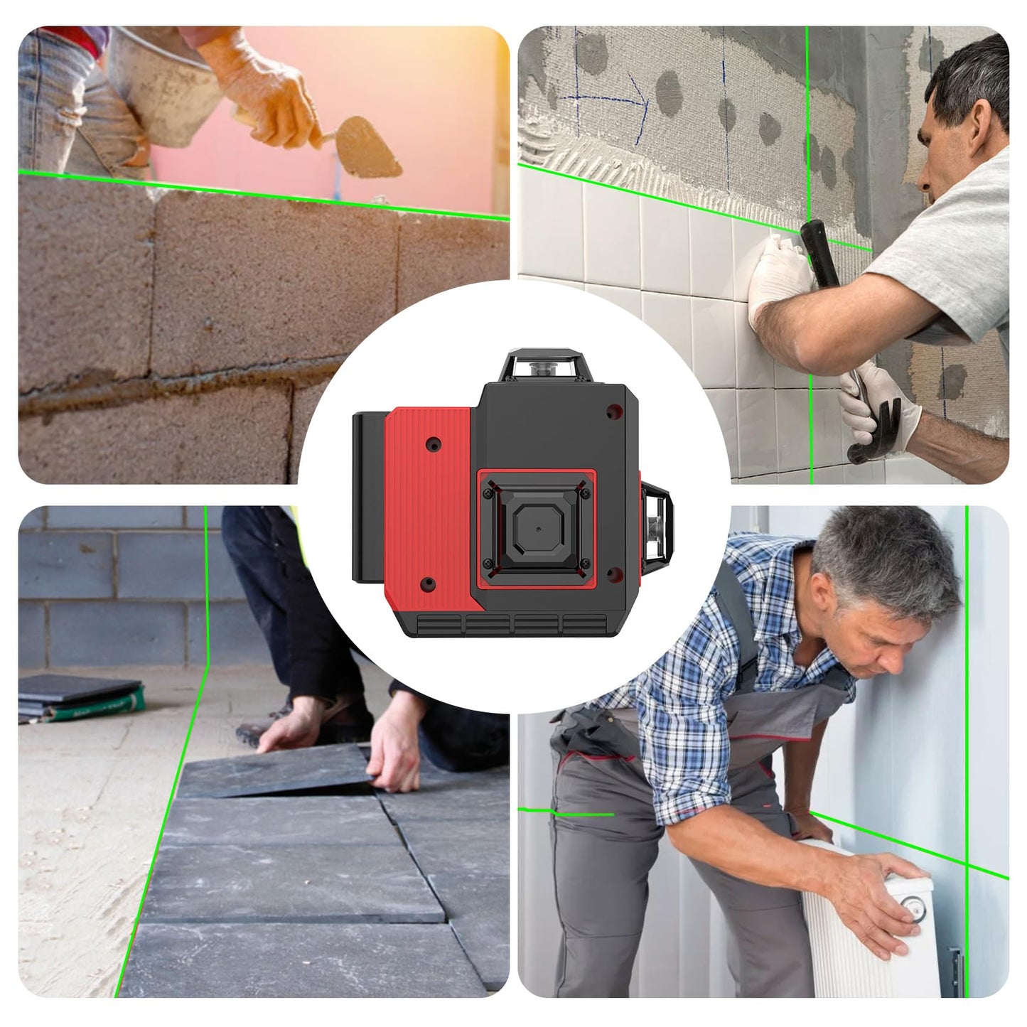 12 Lines Laser Level 3x360° Self Leveling Green Laser Level,3D Green Cross Line for Construction and Picture Hanging,Laser measurement calibration