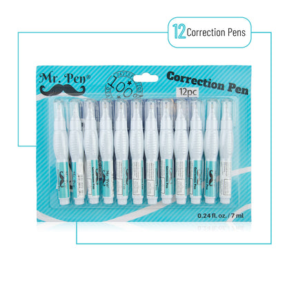 Mr. Pen- Correction Pen, Correction Fluid, Pack of 12, Correction liquid White, White Correction Fluid, White Fluid, White Out, Wipe Out Liquid, Wide - WoodArtSupply