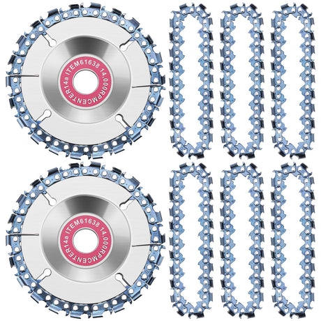 8 Pcs 5/8 Inch Wood Carving Chain Disc 4 Inch 22 Teeth Saw Blade Wood Carving Disc with Replacement Saw Chains for Chain Disc Grinding Replacement Honoson