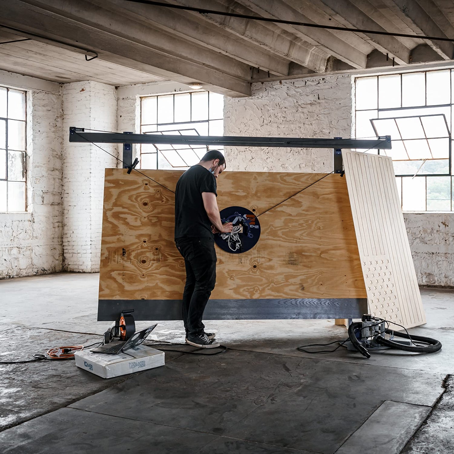 M2 CNC Engraving Machine Kit, First Wall Mounted Highly Accurate Cutting Engraver, 3-Axis CNC Machine for Wood, Metal, Plastic & More, Up to 4x8ft Maker Made