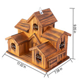 COLEBA Bird Houses for Outside,Outdoor 5 Hole Bird House Room for 5 Bird Families Bluebird Finch Cardinals Hanging Birdhouse for Garden (Brown - Set COLEBA