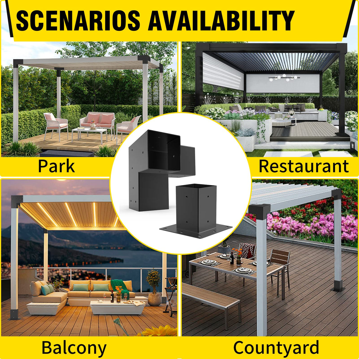 pergola Brackets 6x6 Woodworks Pergola kit Modular Modern Outdoor Pergola Hardware Kit DIY Elevated Wood Stand kit Includes 4 Bracket Shoulders 4 Likeem