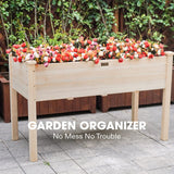 VIVOSUN Elevated Wooden Raised Garden Bed, 48 x 24 x 30 Inches, Outdoor Wood Planter Box w Bed Liner and Gloves for Garden, Patio, Balcony, Backyard VIVOSUN