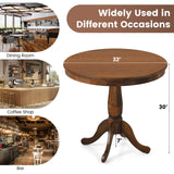 Giantex Table 32" D X 30" H Wooden Round Pub Pedestal Side Table, Adjustable Foot Pads, Spacious Table Top, Multi-Purpose End Table for Bar, Kitchen, Giantex
