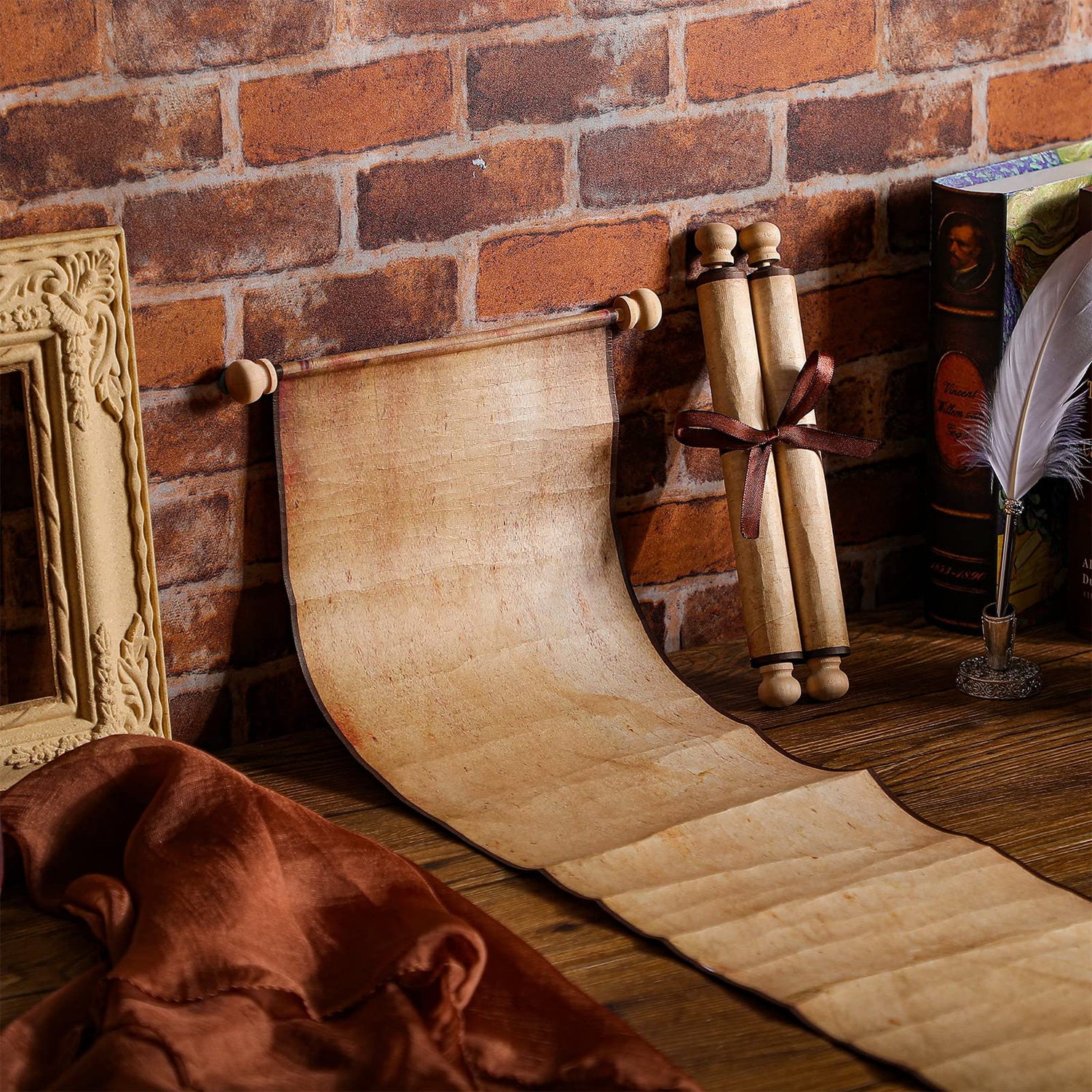 2 Pack Blank Paper Scrolls 7.5 x 31 Inches Scroll Paper Wrapped on Wood Rod for Writing, Drawing, Calligraphy, Wedding Vows, Invitation, Renaissance Epakh