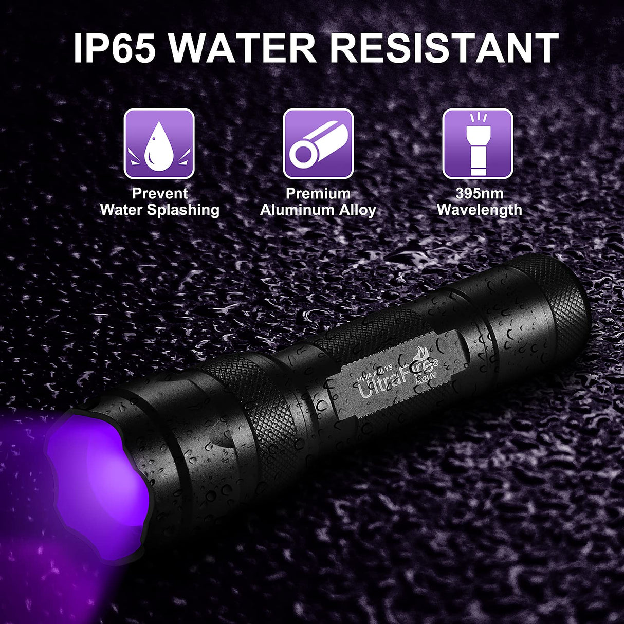 ULTRAFIRE UV Flashlight 395-405 nm Led Blacklight for Curing UV Glue, Leak Detector, Pet Urine Stain ULTRAFIRE
