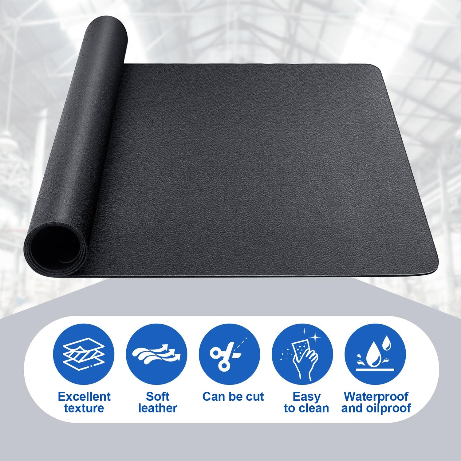Drydiet 23.5 Inches x 47.5 Inches Black Work Bench Mat PU Leather Easy to Clean Products Bench Mat Scratch Resistant Workbench Mat for Protects Drydiet