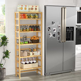 Homykic 6-Tier Bamboo Bookcase - Adjustable Free Standing Storage Shelf for Home and Office Homykic