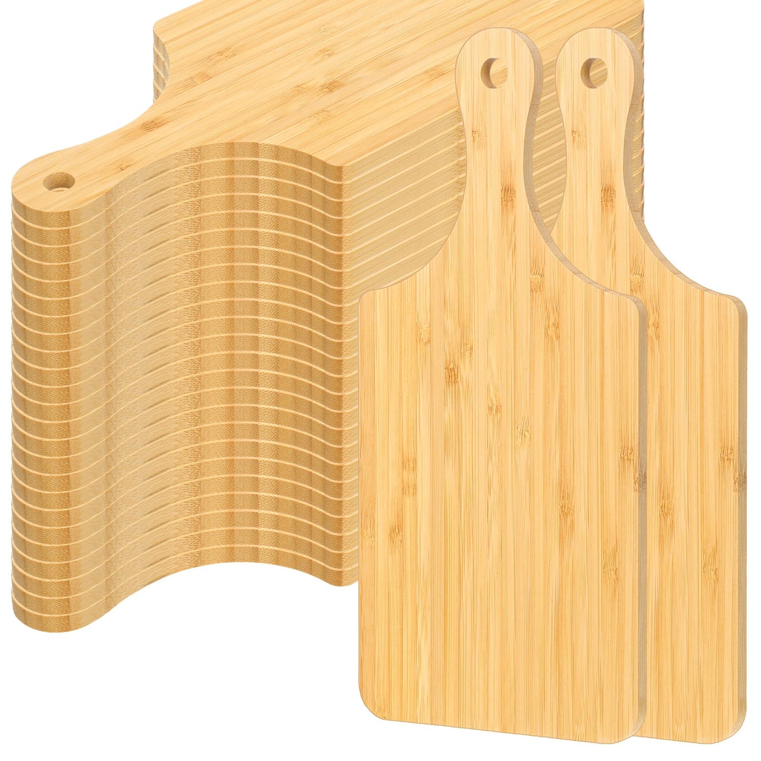 Zubebe 50 Pcs Bulk Bamboo Cutting Board Wood Chopping Board Blank Laser Engraving Serving Board Charcuterie Boards for Mother's Day Wedding Zubebe