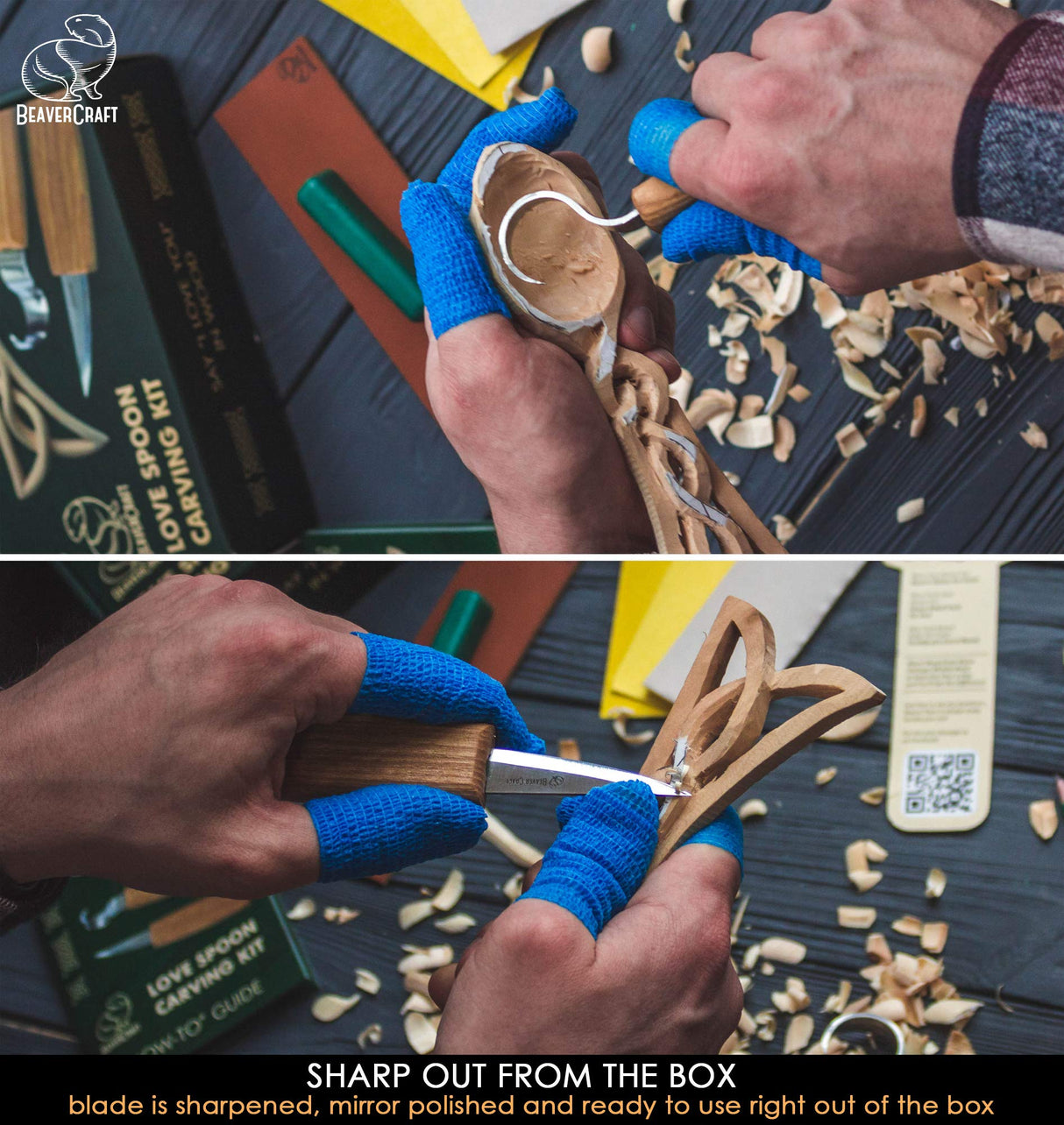 BeaverCraft, Wood Whittling Kit for Beginners DIY04 - Spoon Carving Kit - Wood Carving Whittling Hobby Kit for Adults and Teens - Wood Carving Hook BeaverCraft