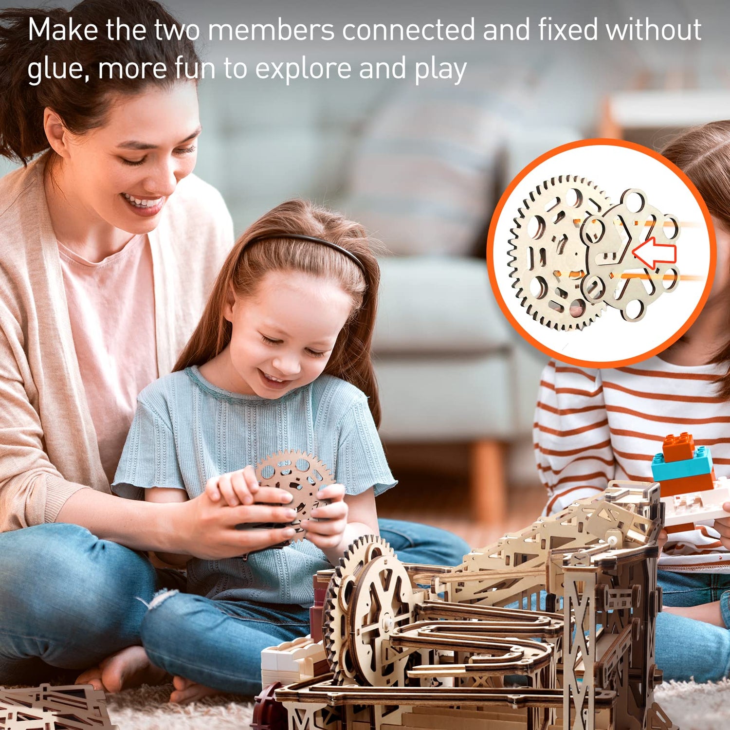 MIEBELY 3D Wooden Puzzles for Adults Bundle Set - Marble Run Model Building Kits & LED Carousel Music Box, Unique Gift Hobby for Boys Girls Family MIEBELY