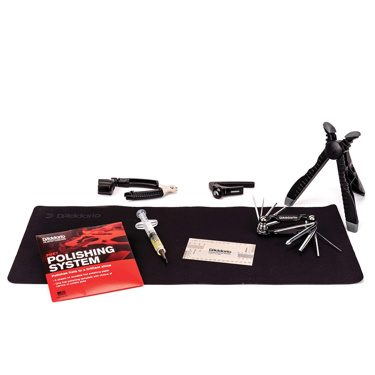 D'Addario Accessories Guitar Maintenance Kit - Guitar Tool Kit - Guitar Setup Kit - Perfect Kit for Guitar Tech, Black D'Addario Accessories