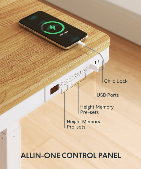 FLEXISPOT 55" Electric Standing Desk with Drawers, Quick Assembly Home Office Sit Stand Desk with Storage, USB Charging, Computer Desk for Home FLEXISPOT