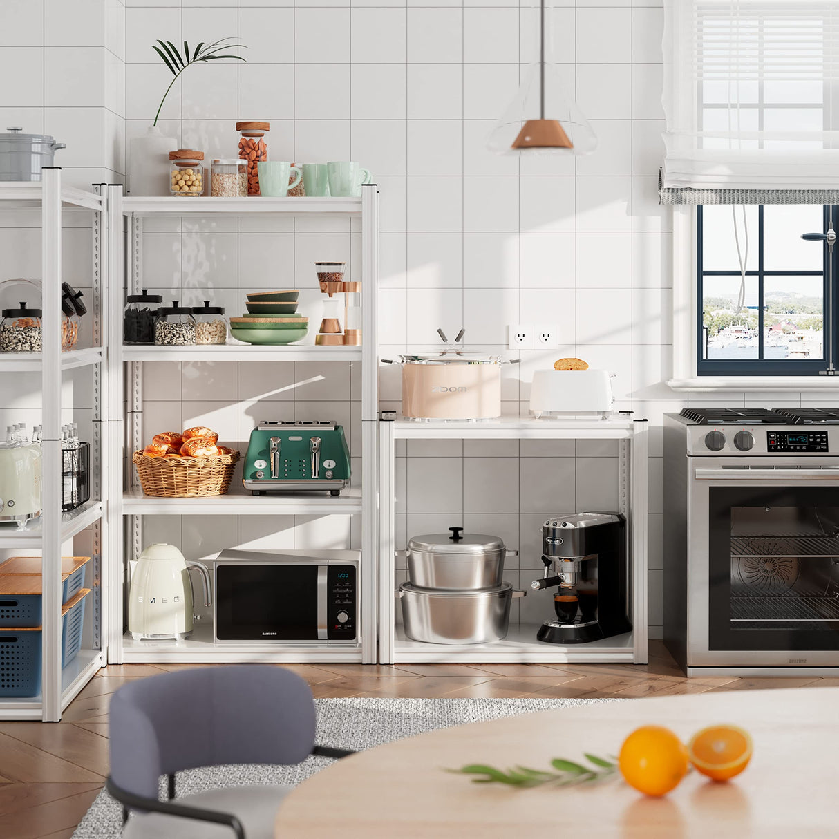 Raybee Storage Shelves Heavy Duty Garage Shelving Adjustable Metal Shelving Units and Storage Shelf 4 Tier Storage Pantry shelves for Closet kitchen Raybee