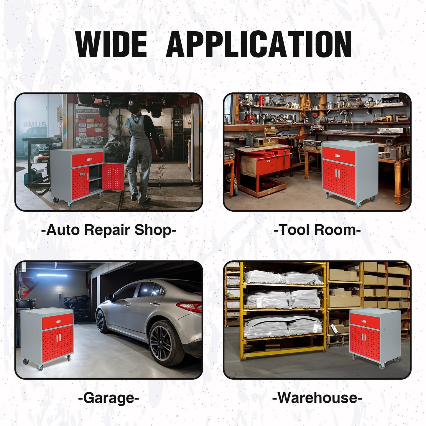 walsport Metal Storage Cabinet with Wheels 30" x 18" x 34" Mobile Metal Garage Cabinet with 1 Drawer & 2 Doors Small Rolling Tool Storage Cabinet - WoodArtSupply