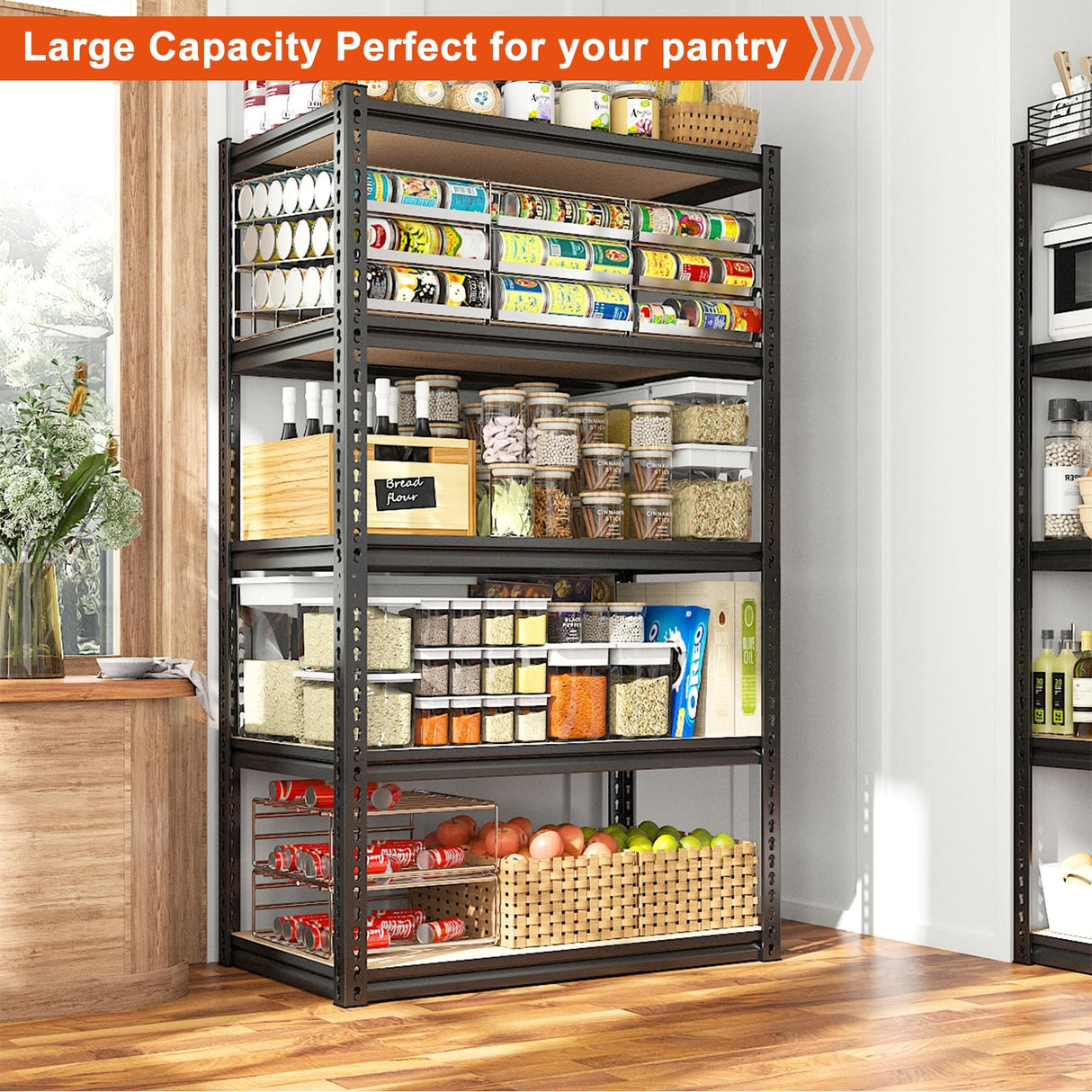 REIBII 72" H Garage Shelving Heavy Duty Storage Shelves 2000LBS Adjustable 5 Tier Metal Storage Shelving for Garage Storage Shelving Unit for REIBII