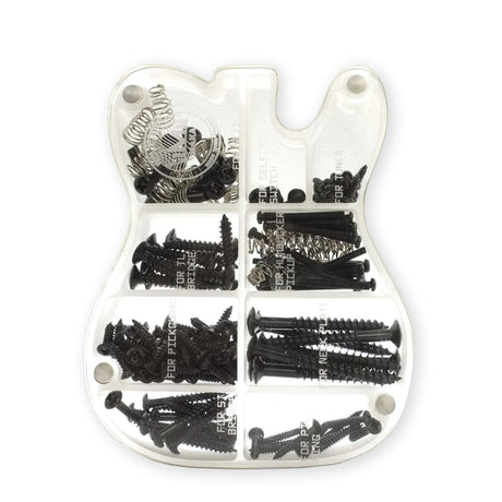 MAKA Guitar Screw Kit Assortment with Custom Acrylic Storage Box for Electric Guitar Bridge, Pickup, Pickguard, Tuner, Switch, Neck Plate, with M MAKA