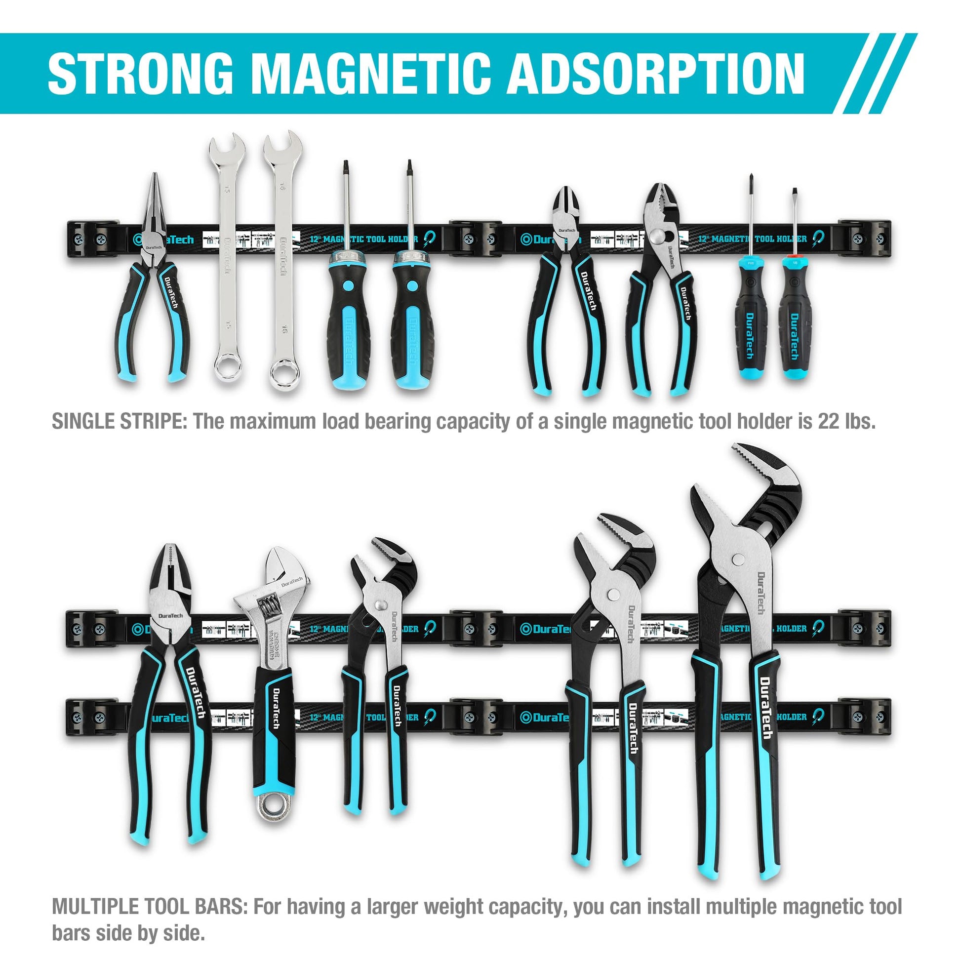 DURATECH 4 Pack 12" Magnetic Tool Holder Strip, Heavy Duty Magnetic Tool Bar, Magnetic Space Saving Tool Organizer with Mounting Screws for Garage, - WoodArtSupply