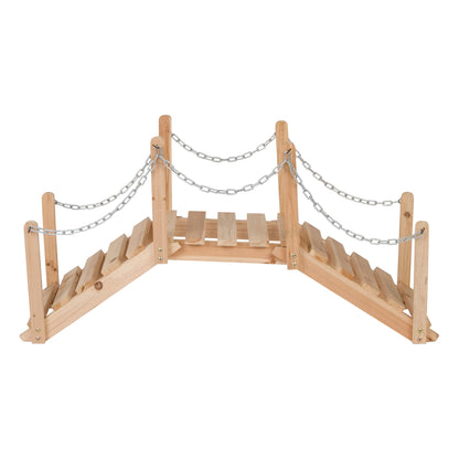 Shine Company 4963N Decorative Cedar Wood Garden Bridge with Side Rails, Natural - WoodArtSupply