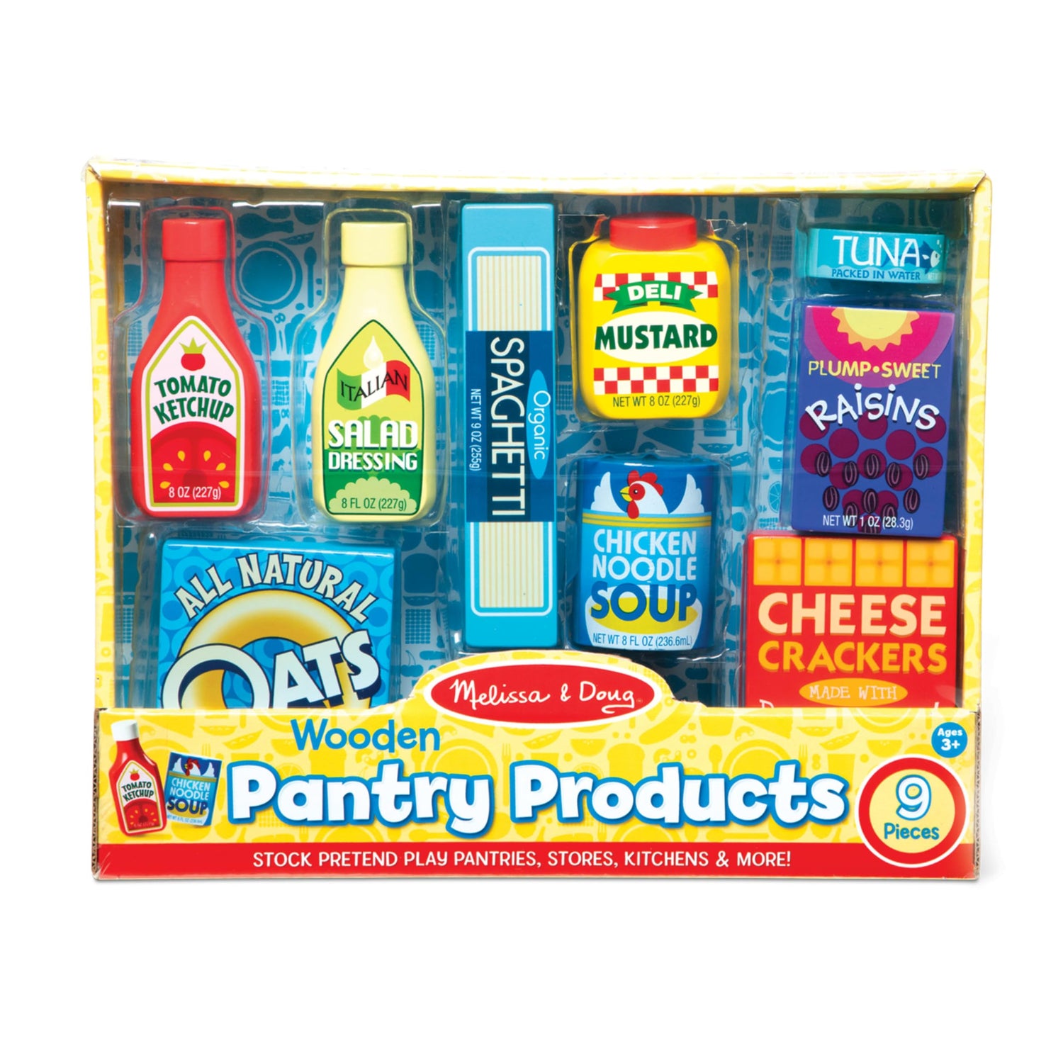 Melissa & Doug Wooden Pantry Products Play Food Set (9 pcs) - Pretend Play Kitchen Accessories, Wooden Play Grocery Sets For Kids Ages 3+ Melissa & Doug