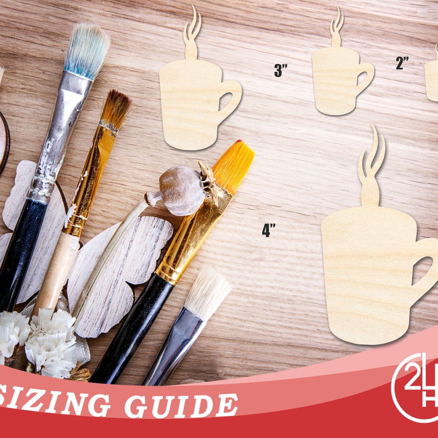 Unfinished Steamy Mug Shape | Craft Cutout | up to 36" DIY 14" / 1/8" 24 Hour Crafts