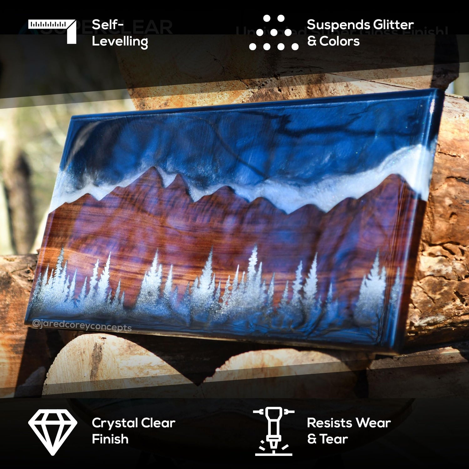 Table Top Epoxy Resin Superclear 1 Gallon | 128 oz Cup Kit, Anti-Yellow Highest UV Impact Resistance, Food Grade Safe, Ultra Crystal Clear Gloss, FGCI