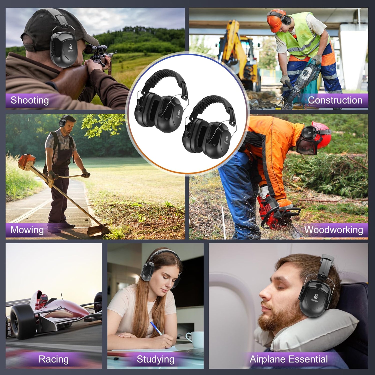 2 Pack 34 dB Noise Canceling Headphones For Shooting, Hearing Protection Earmuffs, Ear Protection Headphones, Thickened Headband Ear Muffs For Noise Floriogra