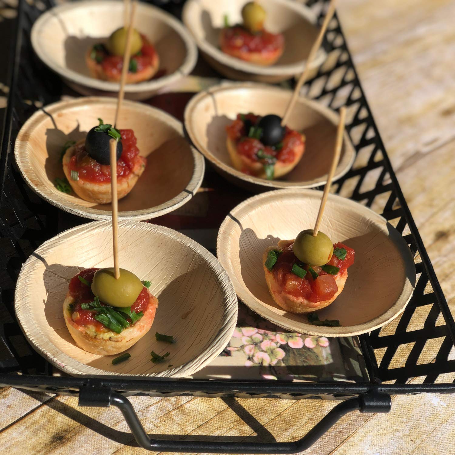 Raj Disposable Palm Leaf Bowls (25 Count, 4" Bowls) Strong Bowls Like Bamboo Party Bowls - Decorative Compostable Tableware for Lunch, Dinner, Raj Unique Collection