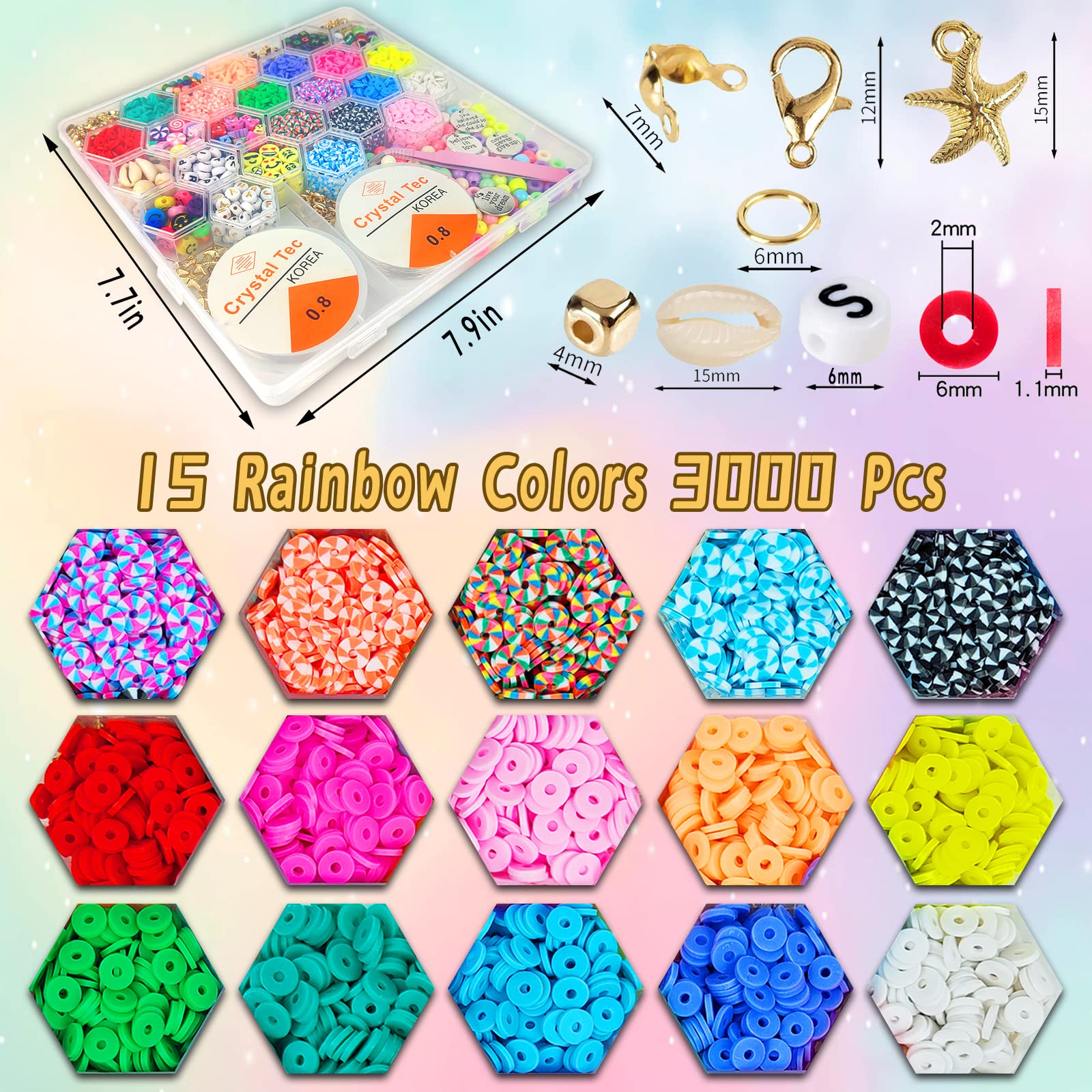Luwanio Bracelet Making Kit, Pony Beads Clay Beads Smiley Beads Letter  Beads for Friendship Bracelets Jewelry Making, Kandi Bracelet Kit, DIY Arts  and