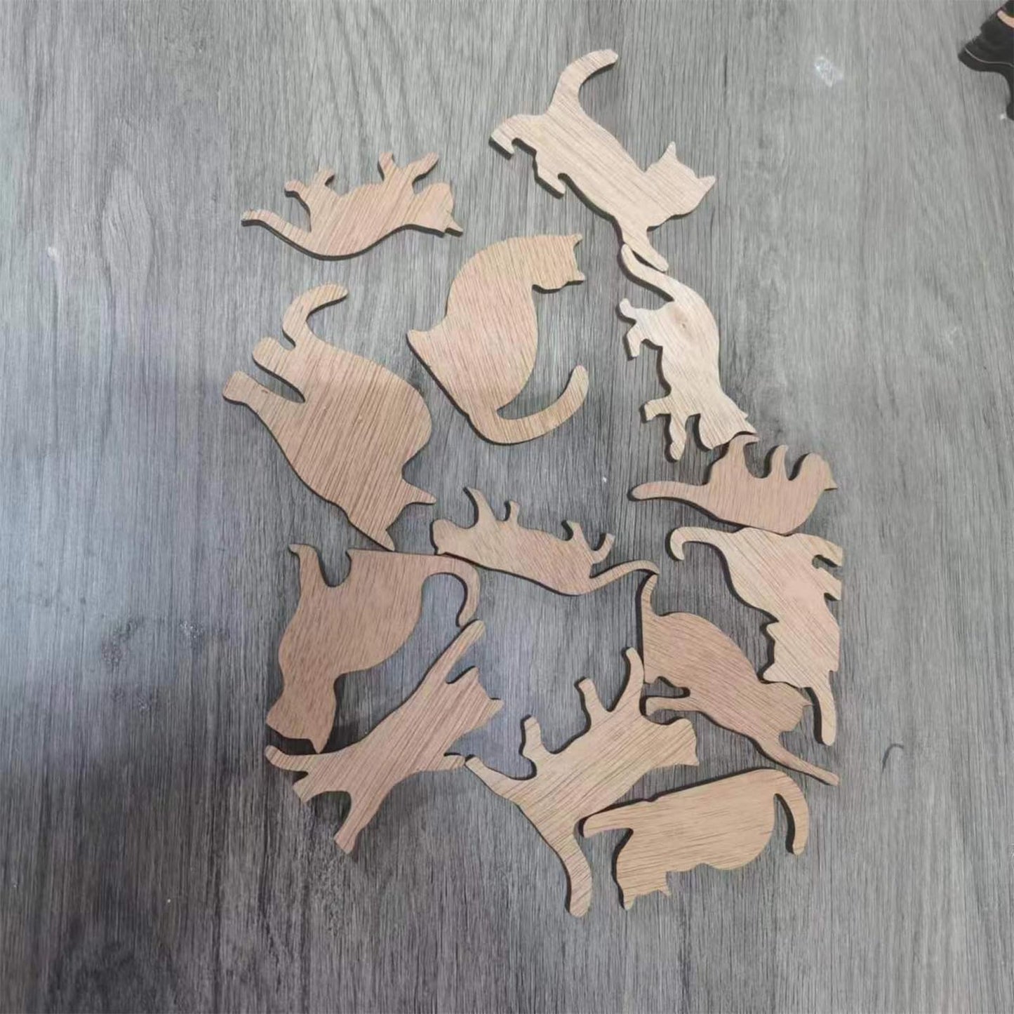 12PCS Different Forms Cat Wooden DIY Crafts Paper Cutouts Wooden Cat Shape Hanging Ornaments for Pet Themed Birthday Halloween Christmas Party - WoodArtSupply