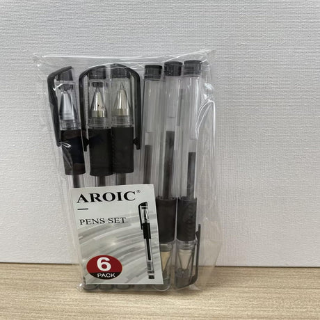 AROIC Six Blackwater pens, pack of six, Fine Point Pens with medium black ink, Ink Black pens, Fine point smooth writing pens, bulk pens, and office AROIC