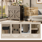 JUMMICO Coffee Bar Cabinet Farmhouse Kitchen Sideboard Buffet Cabinet with Drawer and Adjustable Shelf Barn Door Storage Cabinet for Kitchen, Dining JUMMICO