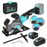DURATECH Circular Saw, 20V 4-1/2 Inch Mini Circular Saw with Battery, Charger, 3 Saw Blades(4-1/2”), Cordless Circular Saw for Tiles, Wood, Soft DURATECH