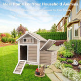 Gowoodhut Chicken Coop Rabbit Hutch with Removable Trays,Raised Floor Hen House with Nesting Box，Wooden Outdoor Poultry Cage Pet House with Ramp Run Gowoodhut