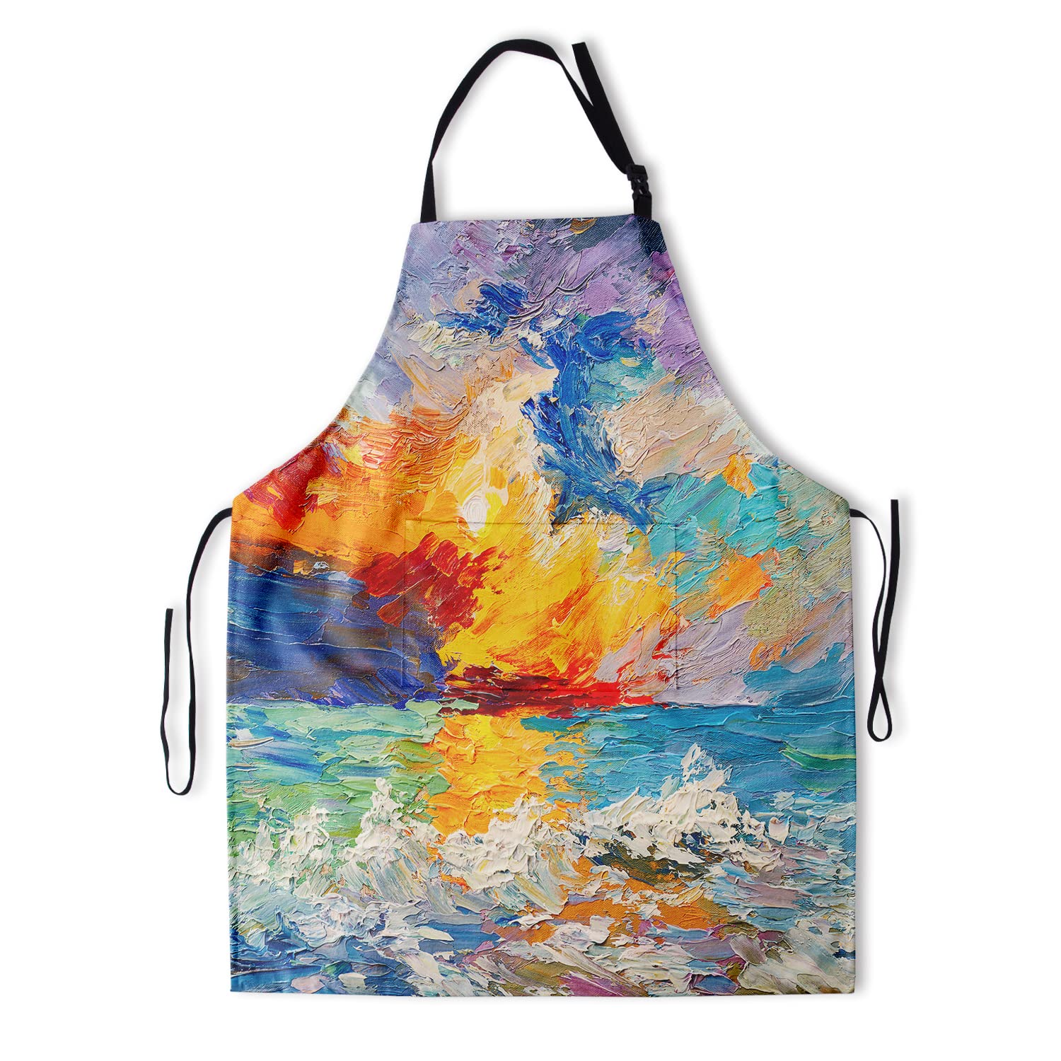 Giwawa Oil Paint Painting Apron - Adjustable Neck & Hidden Centre Pocket - Colorful Rainbow Art Summer Kitchen Apron Colored Artist Smock Chef Garden - WoodArtSupply