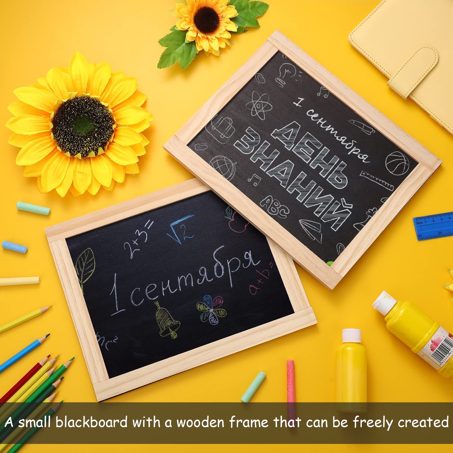 Harloon 6 Pcs Chalk Board Small 8.5 x 10.5 Double Sided Mini Unfinished Wood Frame Tabletop Blackboard Signs Classroom School Supplies for Kid Party Harloon