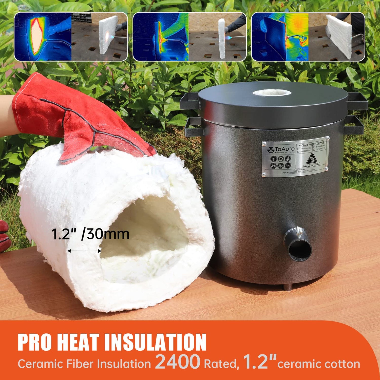 TOAUTO 6KG Propane Melting Furnace Kit TMF6000B-V3 Propane Foundry Home Kiln Casting Tool for Smelting Casting Gold Silver Copper Scrap Metal Recycle TOAUTO