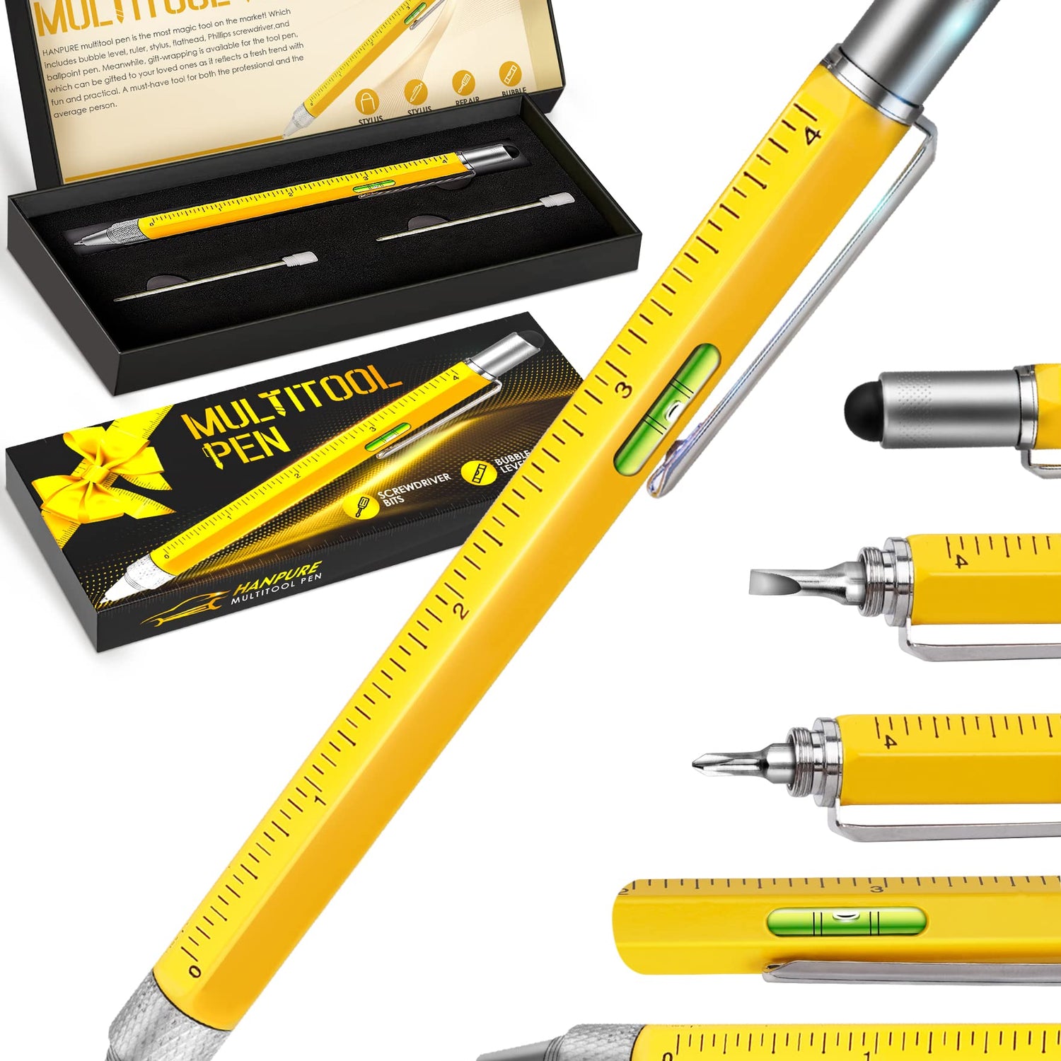 Stocking Stuffers for Men Multitool Pen - Christmas Gifts for Men Women Cool Tools Gadget for Dad Unique Birthday Gifts for Men Who Have Everything HANPURE