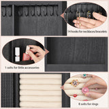 Keebofly Wall Mounted Jewelry Organizer With Rustic Wood Large Space Jewelry Cabinet, Holder, Storage Box for Necklaces, Earrings, Bracelets, Ring Keebofly