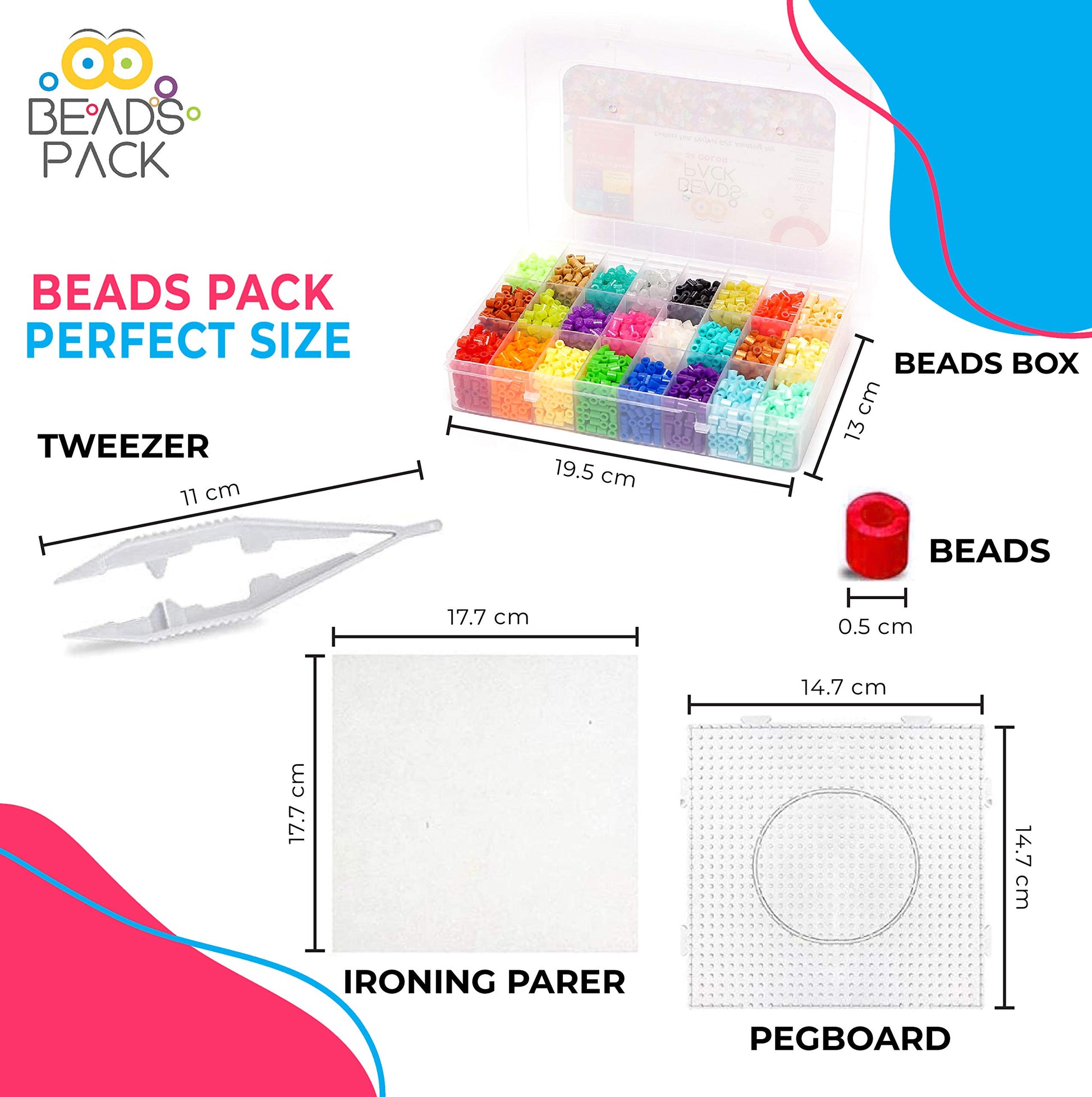 Fuse Beads Kit - 12000pcs 5mm Iron Beads Set in 36 Colors, Ironing Beads  Arts Craft Kits for Kids with Storage Box, 7 Pegboards, 3 Tweezers, 2  Ironing on OnBuy