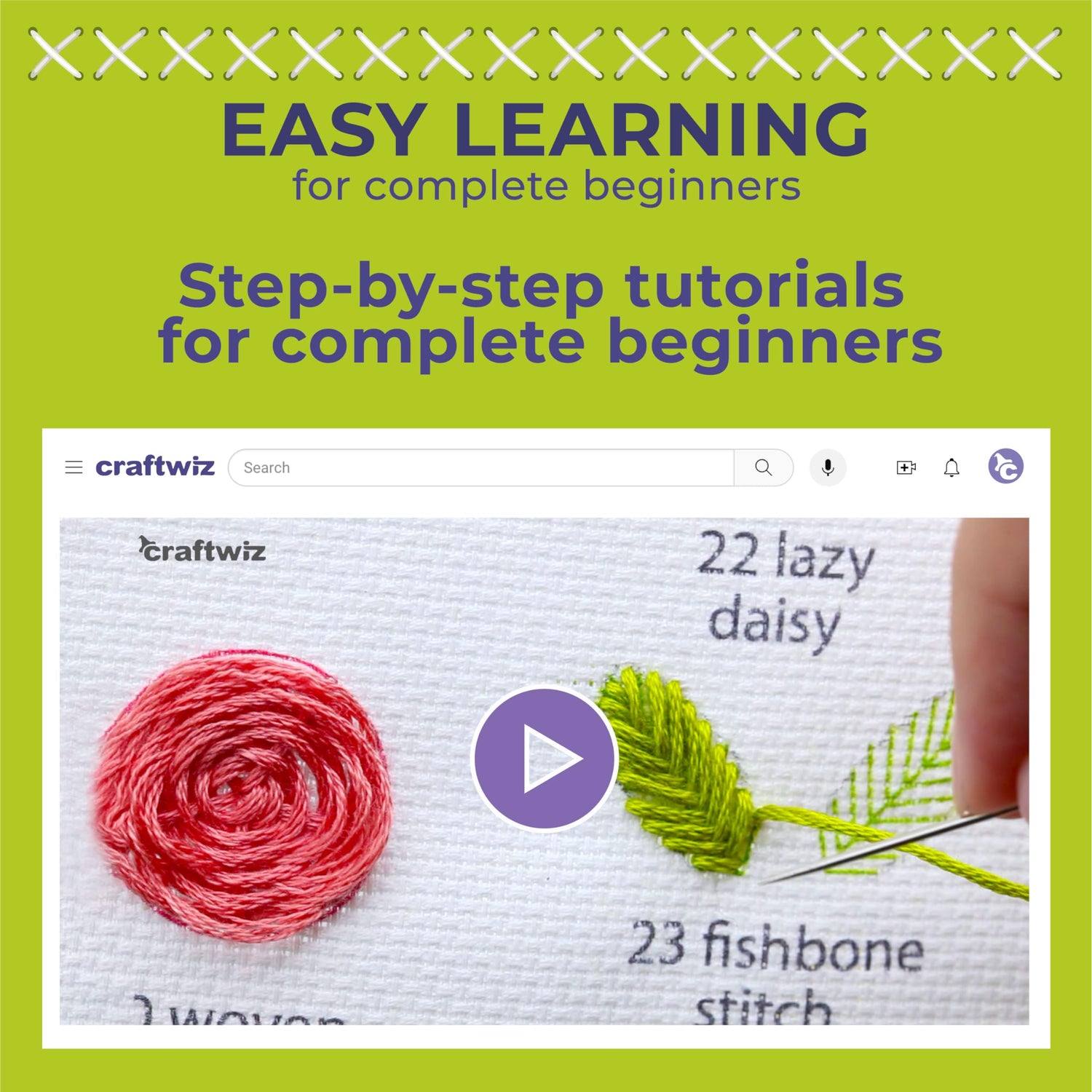 Craftwiz 4 Set Embroidery Starter Kit, Embroidery Kit for Beginners Adults and Kids with Patterns, Beginner Embroidery Kit for Adults, Hand Craftwiz