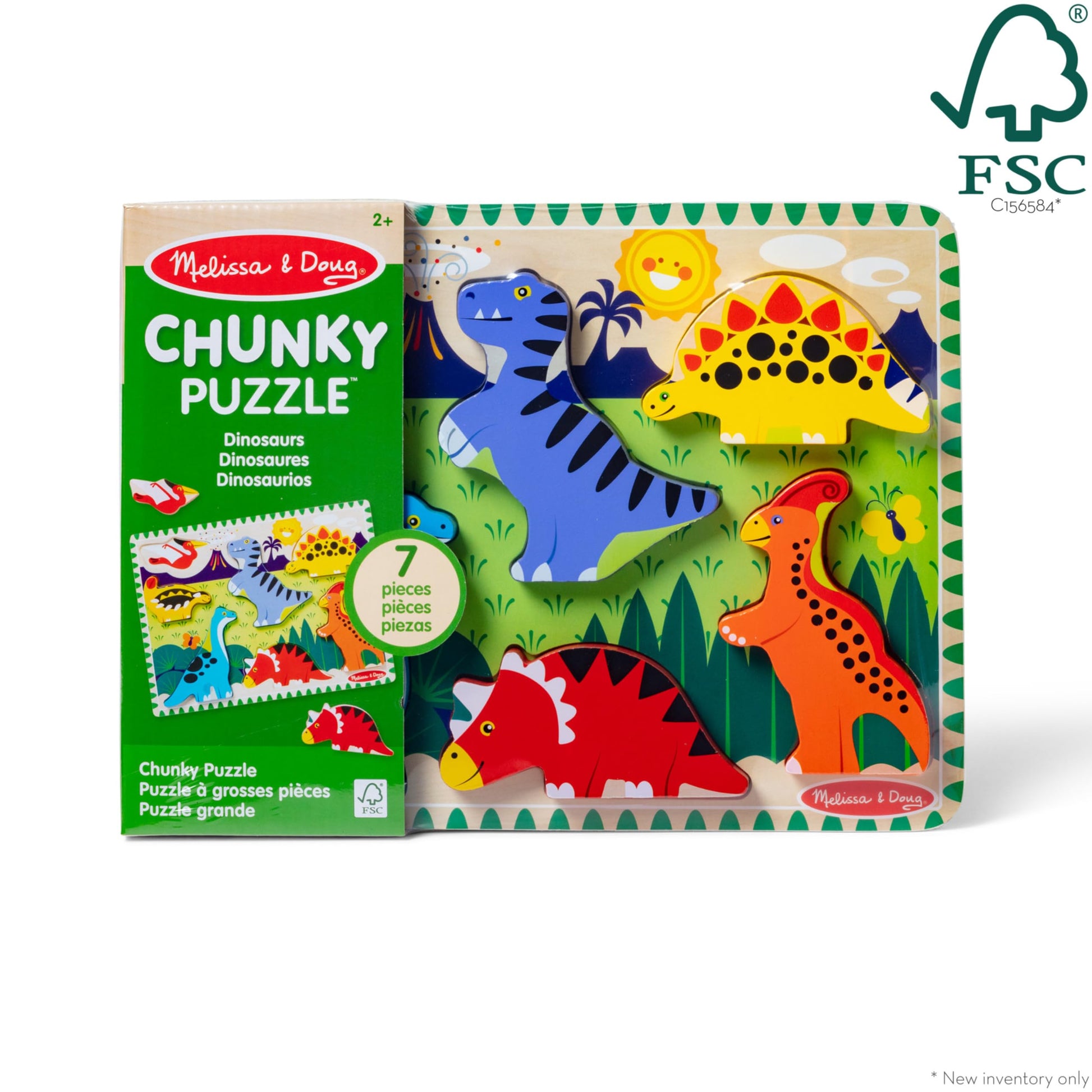 Melissa & Doug Dinosaur Wooden Chunky Puzzle (7 pcs) - WoodArtSupply