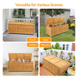 VINGLI 47 Gallon Wood Deck Box, Outdoor Storage Box for Tools, Toys, Patio Storage Bench Container for Backyard, Porch, Garden (Natural) VINGLI